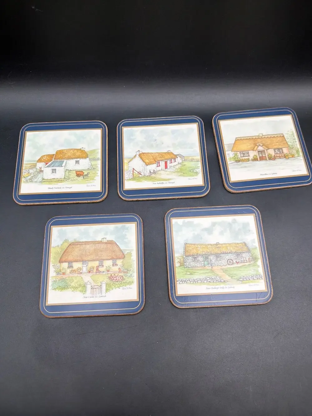 Vintage 1993 Pimpernel Irish Heritage Coasters Set 5 Roisin O’Shea Cork Back